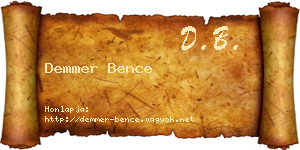 Demmer Bence névjegykártya